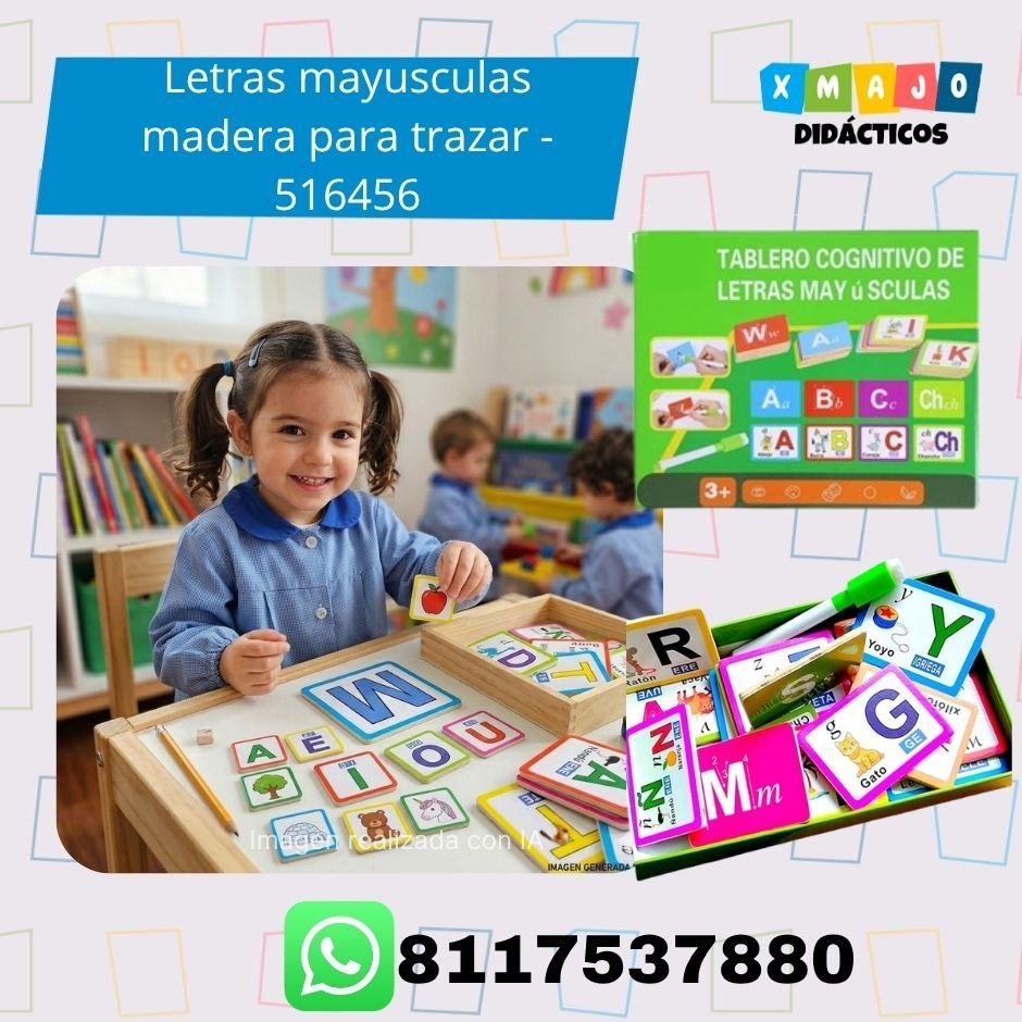 Letras mayúsculas de madera para trazar 516456 Letras mayúsculas de madera para trazar con tablero cognitivo infantil