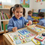 Letras mayúsculas de madera para trazar con tablero cognitivo infantil