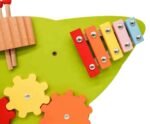 Panel sensorial de pared de madera 514042 con engranes y xilófono infantil