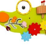 Panel sensorial de pared de madera 514042 con engranes y xilófono infantil