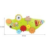 Panel sensorial de pared de madera 514042 con engranes y xilófono infantil
