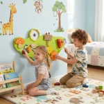 Panel sensorial de pared de madera 514042 con engranes y xilófono infantil