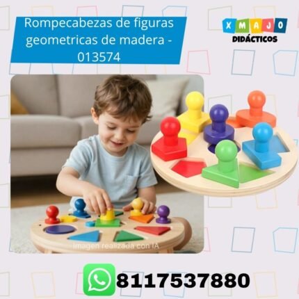 Rompecabezas de figuras geométricas de madera 013574 con piezas de colores