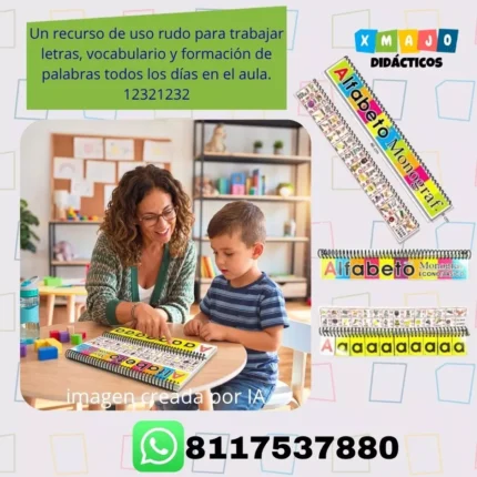 Alfabeto móvil reforzado 12321232 engargolado de uso rudo para lectoescritura